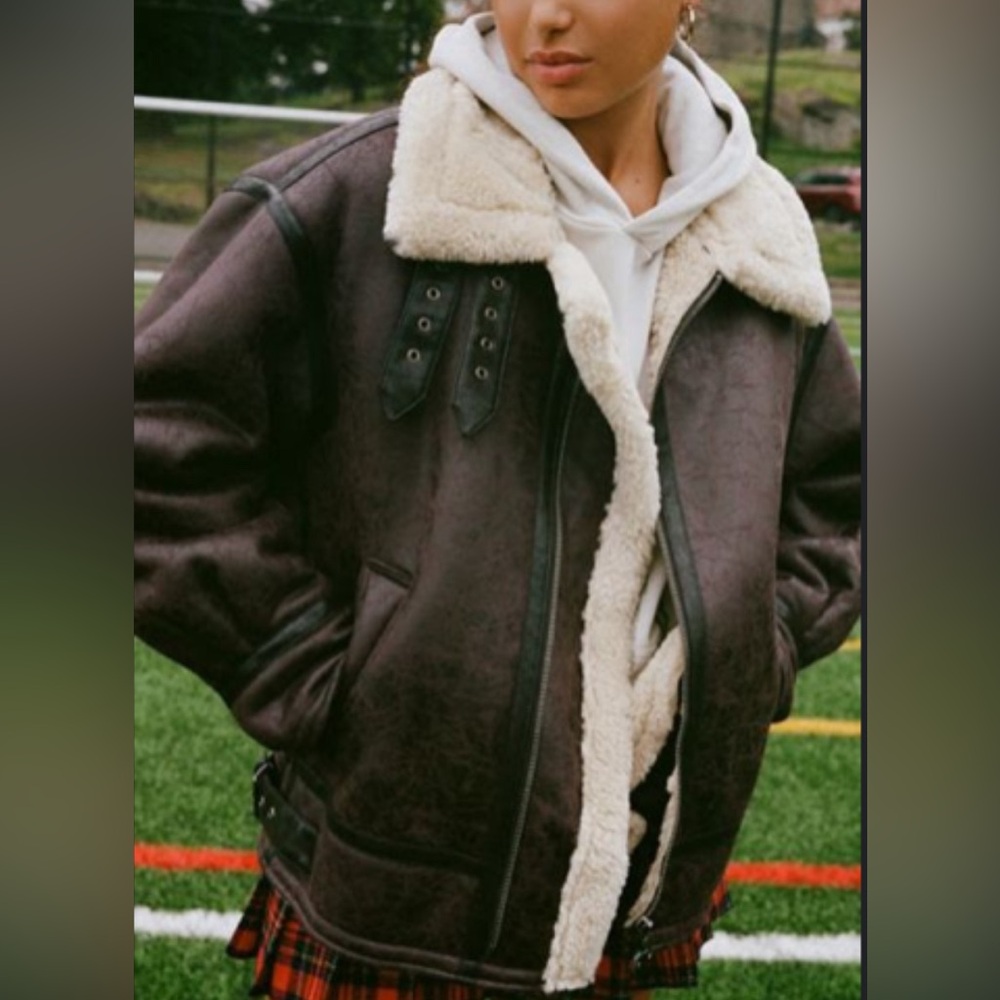 BDG Faux fur moto jacket